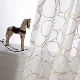 Cortina Moderna De Tule Bordado Sob Medida, Cortina Voile Transparente Para Sala De Estar