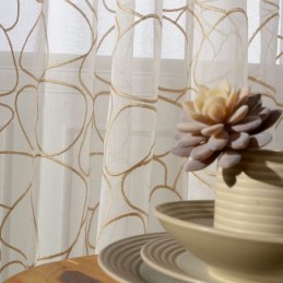 Cortina Moderna De Tule Bordado Sob Medida, Cortina Voile Transparente Para Sala De Estar