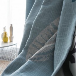 Cortina Blackout Bue Leaf Feita Sob Medida, Tratamento De Janela Moderno E Minimalista