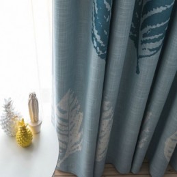 Cortina Blackout Bue Leaf Feita Sob Medida, Tratamento De Janela Moderno E Minimalista