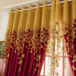 Cortina Transparente Estilo Country Americano Feita Sob Medida Com Jacquard De Galhos De Flores Para Tratamento De Janela De Quarto