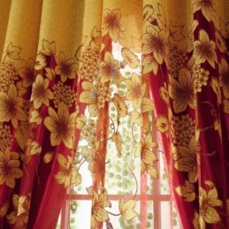Cortina Transparente Estilo Country Americano Feita Sob Medida Com Jacquard De Galhos De Flores Para Tratamento De Janela De Quarto