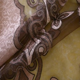 Cortina Transparente Estilo Country Europeu Feita Sob Medida, Cortina Com Jacquard Floral, Semi Blackout, Sala De Estar