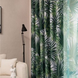 Cortina Blackout Com Estampa Tropical Feita Sob Medida, Cortina De Tule Com Folhas Nórdicas Para Quarto