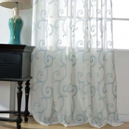 Cortina Transparente Respirável Feita Sob Medida Cortina Nuvens Auspiciosas Bordadas Sala De Estar