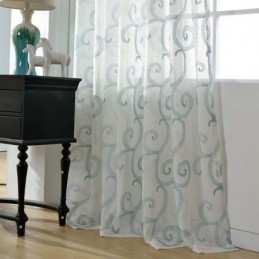Cortina Transparente Respirável Feita Sob Medida Cortina Nuvens Auspiciosas Bordadas Sala De Estar