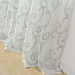 Cortina Transparente Respirável Feita Sob Medida Cortina Nuvens Auspiciosas Bordadas Sala De Estar