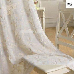 Cortina Rural Transparente Feita Sob Medida Cortina Respirável Bordado De Folhas Sala De Estar