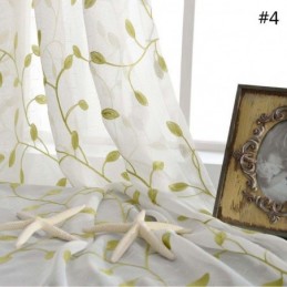 Cortina Rural Transparente Feita Sob Medida Cortina Respirável Bordado De Folhas Sala De Estar