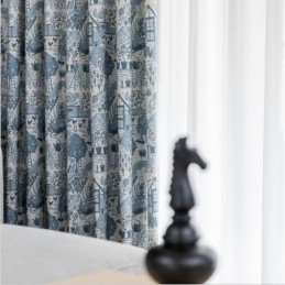 Cortina De Linho De Algodão Estilo Rural Feita Sob Medida, Cortina Semi Blackout Com Estampa De Janela Saliente Para Quarto
