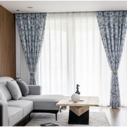 Cortina De Linho De Algodão Estilo Rural Feita Sob Medida, Cortina Semi Blackout Com Estampa De Janela Saliente Para Quarto