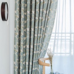 Cortina Blackout Moderna Max Feita Sob Medida Com Estampa De Folhas Verdes Para Quarto