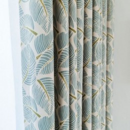 Cortina Blackout Moderna Max Feita Sob Medida Com Estampa De Folhas Verdes Para Quarto