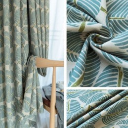 Cortina Blackout Moderna Max Feita Sob Medida Com Estampa De Folhas Verdes Para Quarto