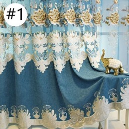 Cortina De Chenille Sob Medida Com Bordado De Flores Para Janela