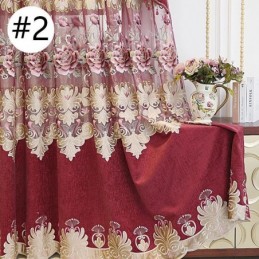 Cortina De Chenille Sob Medida Com Bordado De Flores Para Janela