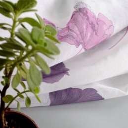 Cortina De Voile Transparente Minimalista Moderna Feita Sob Medida Cortina De Folha De Lótus Roxa Para Quarto