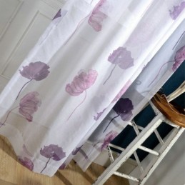 Cortina De Voile Transparente Minimalista Moderna Feita Sob Medida Cortina De Folha De Lótus Roxa Para Quarto
