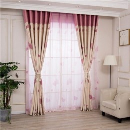 Cortinas De Escurecimento De Painel De Janela Com Estampa De Coração Para Sala De Estar E Quarto