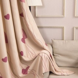 Cortinas De Escurecimento De Painel De Janela Com Estampa De Coração Para Sala De Estar E Quarto