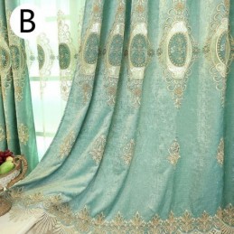 Cortina De Luxo Feita Sob Medida Cortina Chenille Flores Bordadas