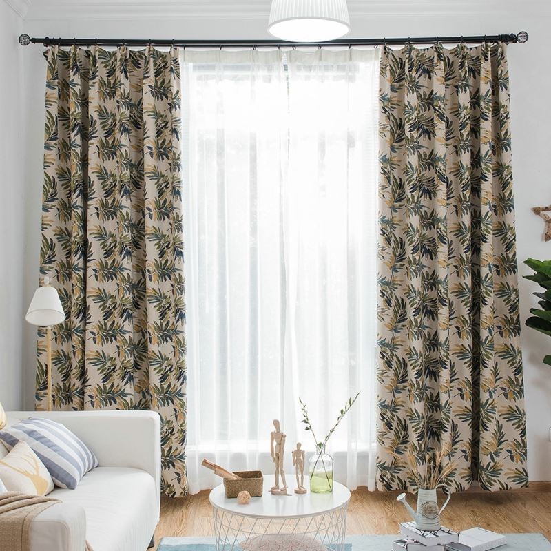 Cortina Blackout Thicken Max Feita Sob Medida Cortina Jacquard Com Folhas De Bananeira Verde Para Escurecer Ambientes