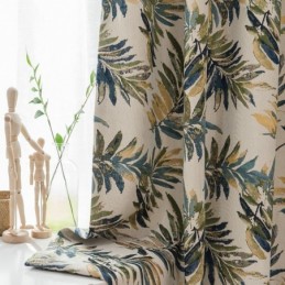Cortina Blackout Thicken Max Feita Sob Medida Cortina Jacquard Com Folhas De Bananeira Verde Para Escurecer Ambientes