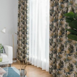 Cortina Blackout Thicken Max Feita Sob Medida Cortina Jacquard Com Folhas De Bananeira Verde Para Escurecer Ambientes