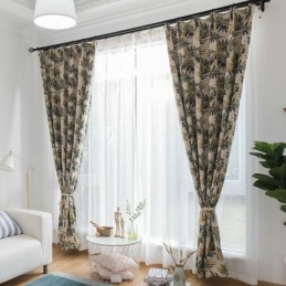 Cortina Blackout Thicken Max Feita Sob Medida Cortina Jacquard Com Folhas De Bananeira Verde Para Escurecer Ambientes
