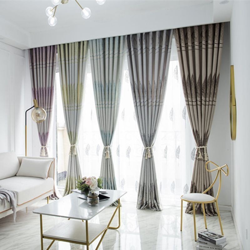 Cortinas Blackout Modernas Com Tecido Jacquard Em Formato De Árvore