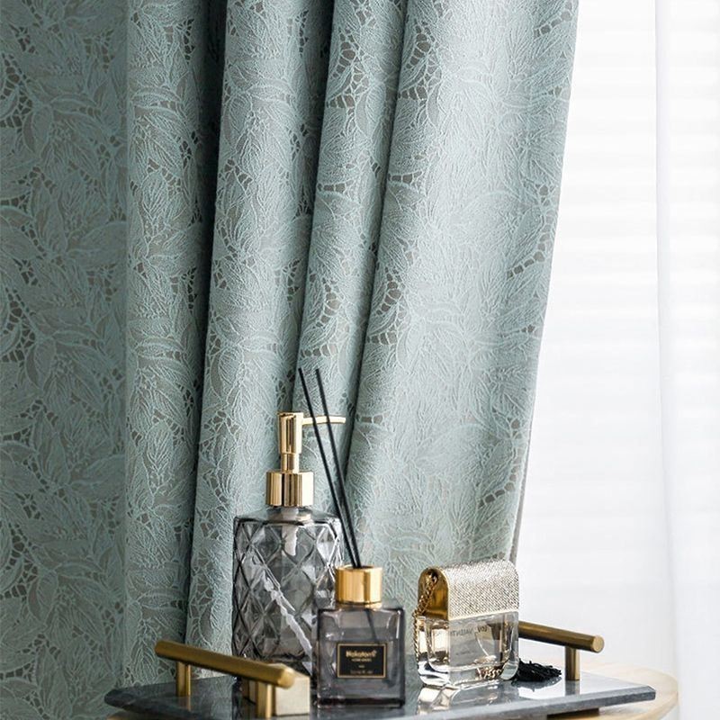 Cortinas Blackout Elegantes Com Estampa De Folhas Para Sala De Estar