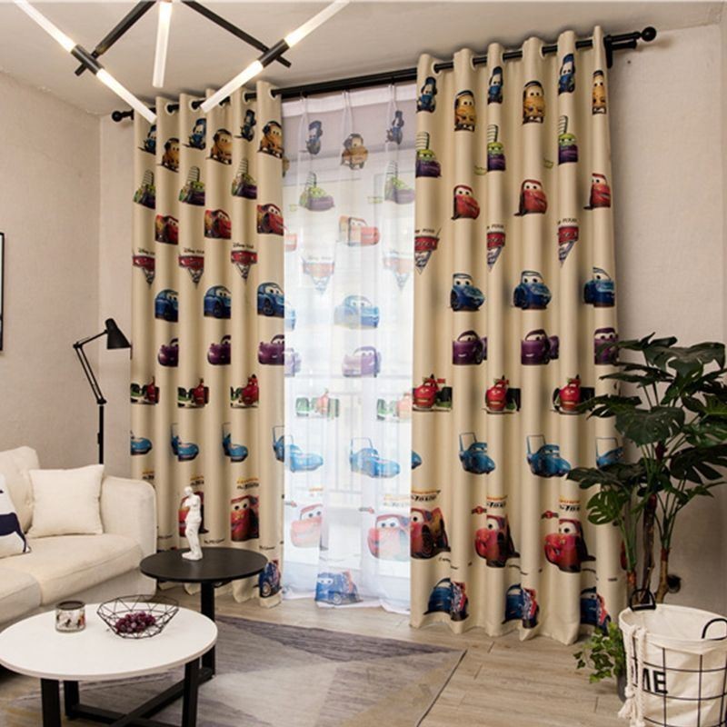 Cortinas Blackout Infantis Com Estampa De Carro E Desenho Animado Para Decoração De Janelas