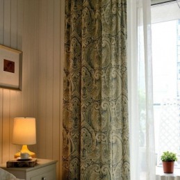 Cortina Vintage Americana Feita Sob Medida Com Estampa De Totem Magnífico Para Sala De Estar