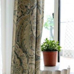 Cortina Vintage Americana Feita Sob Medida Com Estampa De Totem Magnífico Para Sala De Estar