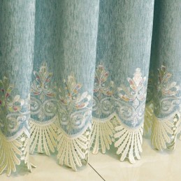 Cortina De Chenille Sob Medida, Estilo Europeu, Bordado, Flor, Tratamento De Janela