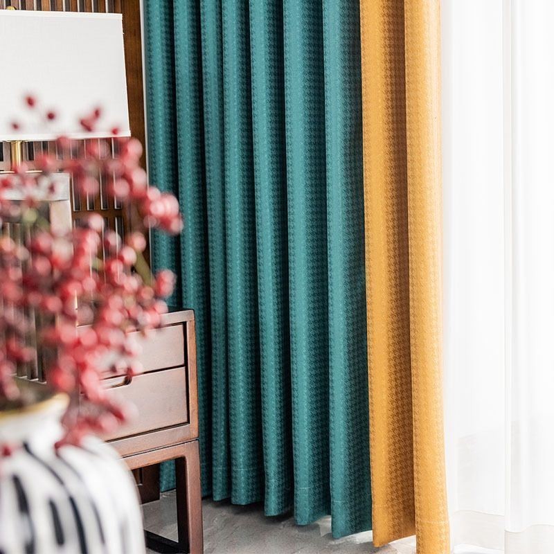 Cortina Jacquard Pied-De-Poule Sob Medida, Cortina Blackout Para Sala De Estar E Quarto