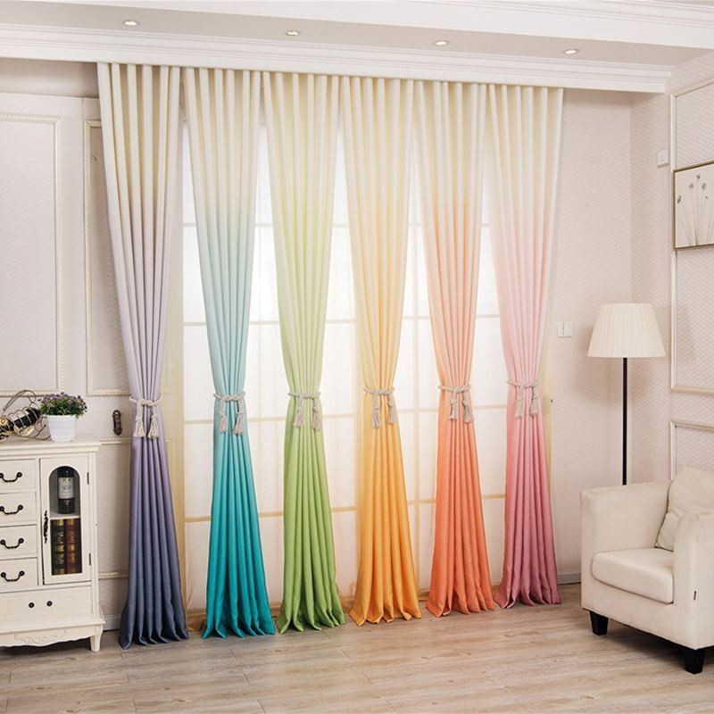 Cortinas Blackout Modernas Com Gradiente, Persianas, Cortinas De Janela Para Sala De Estar