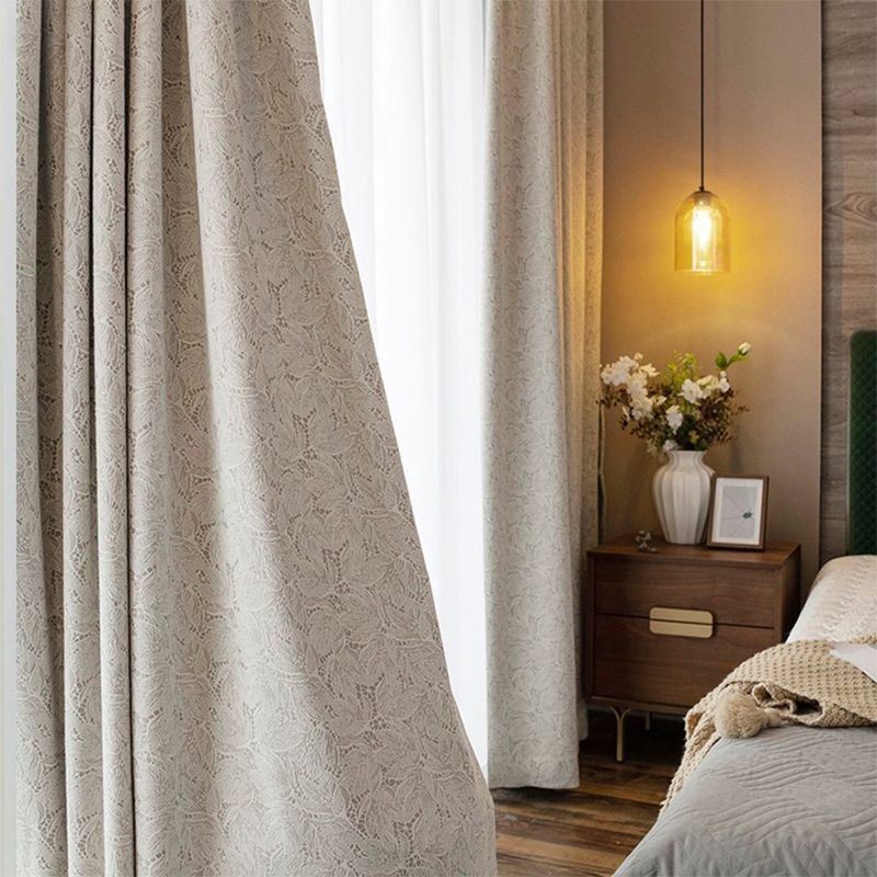 Cortinas Blackout Elegantes Com Estampa De Folhas Para Sala De Estar