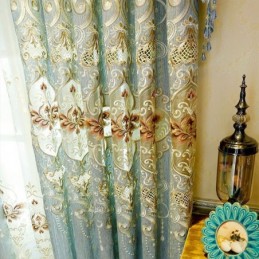 Cortina De Chenille Sob Medida, Estilo Europeu, Bordado, Flor, Tratamento De Janela