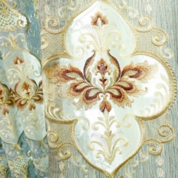 Cortina De Chenille Sob Medida, Estilo Europeu, Bordado, Flor, Tratamento De Janela