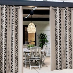 Cortinas Externas À Prova D'Água Com Estampa Geométrica Para Varanda E Gazebo