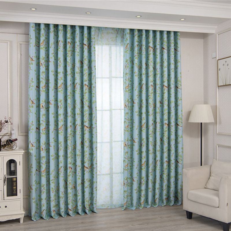Cortina Blackout Americana Pastoral Com Estampa De Pássaros, Feita Sob Medida, Para Sala De Estar E Quarto