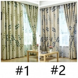 Cortinas Blackout Estampadas Com Folhas Pastorais Para Sala De Estar