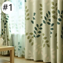 Cortinas Blackout Estampadas Com Folhas Pastorais Para Sala De Estar