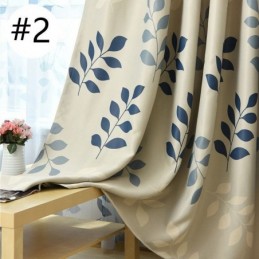 Cortinas Blackout Estampadas Com Folhas Pastorais Para Sala De Estar