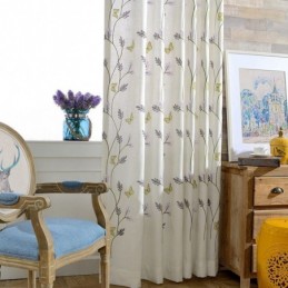 Cortinas Semi Blackout Nórdicas Brancas Com Estampa De Borboletas E Flores, Feitas Sob Medida Para Sala De Estar
