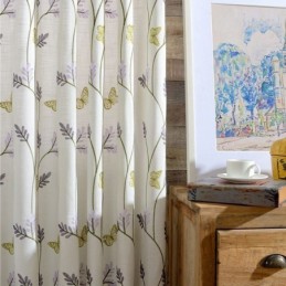 Cortinas Semi Blackout Nórdicas Brancas Com Estampa De Borboletas E Flores, Feitas Sob Medida Para Sala De Estar