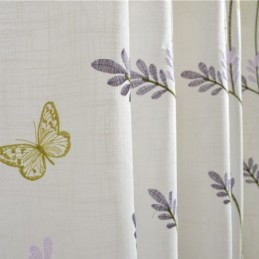 Cortinas Semi Blackout Nórdicas Brancas Com Estampa De Borboletas E Flores, Feitas Sob Medida Para Sala De Estar