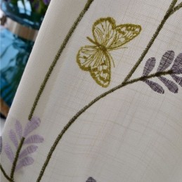 Cortinas Semi Blackout Nórdicas Brancas Com Estampa De Borboletas E Flores, Feitas Sob Medida Para Sala De Estar