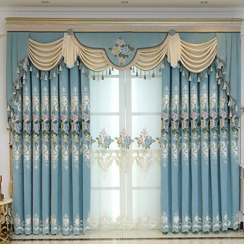 Cortina Para Casa Feita Sob Medida Cortina Estilo Europeu Bordado Floral